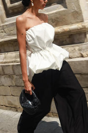 Off-Shoulder Strapless Top with Elastic Waist | Vacation Style