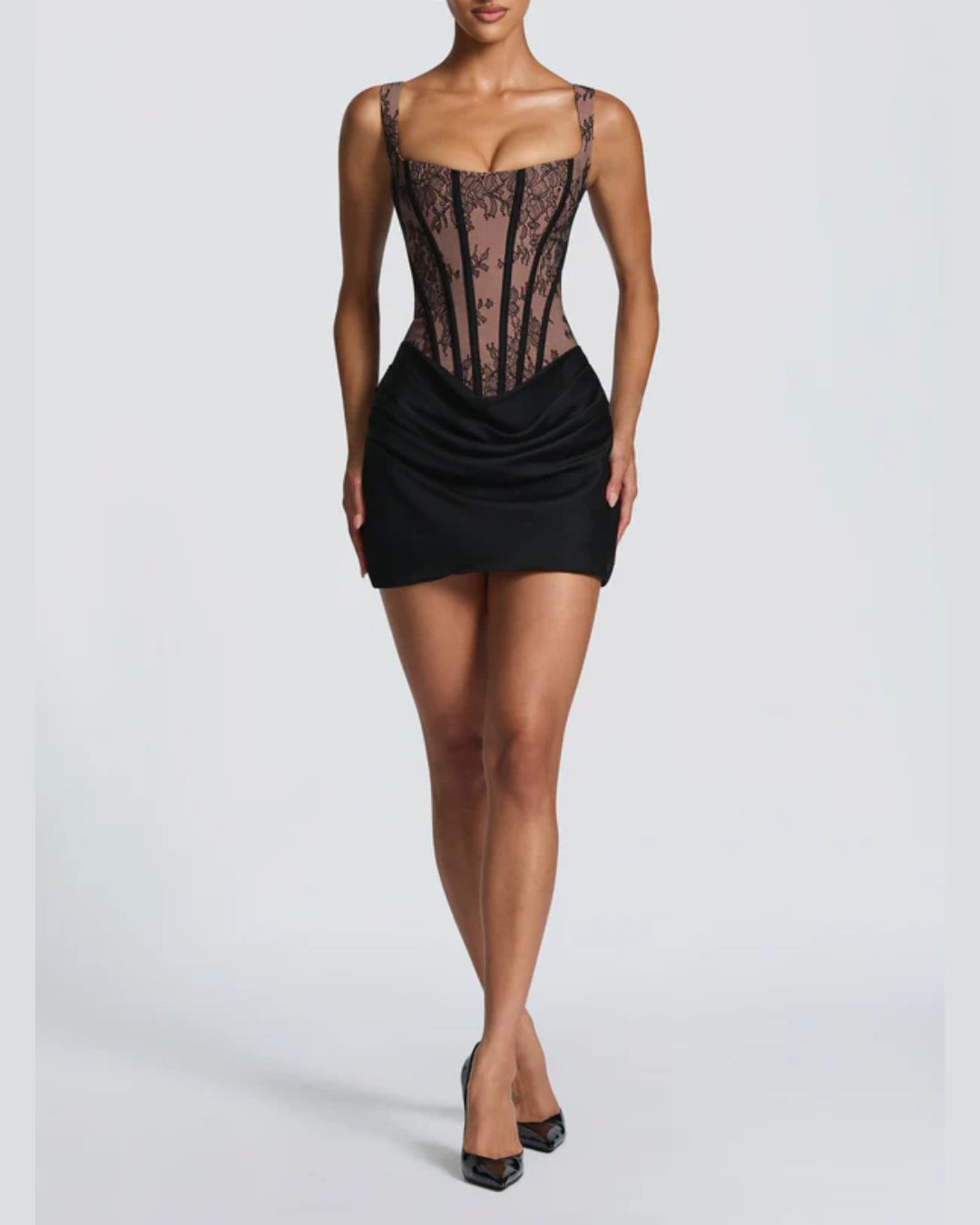 Rose Lace Corset Mini Dress