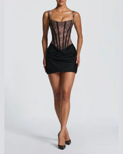 Rose Lace Corset Mini Dress