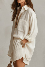 Linen Blend Shirt & Shorts Set | Loose Fit Vacation Two-Piece