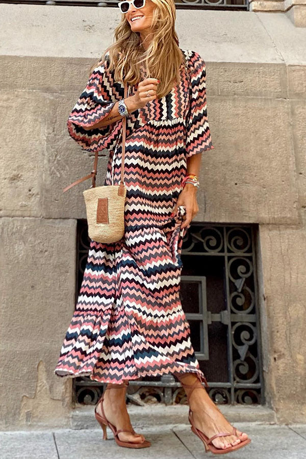 Puff Sleeve Tiered Midi Dress for Vacation Wear