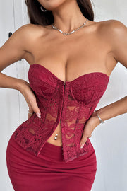 Embroidered Fishbone Strapless Tube Top | Party Wear