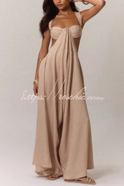 Women's Wide-Leg Jumpsuit – Square Neck Sleeveless Loose Fit
