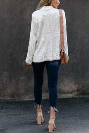 Long Sleeve Sequin Blazer with Lapel Collar