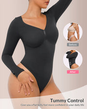 Seamless Long Sleeve Shaping Thong Bodysuit