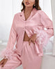 Feather-Trim Ice Silk Pajama Set