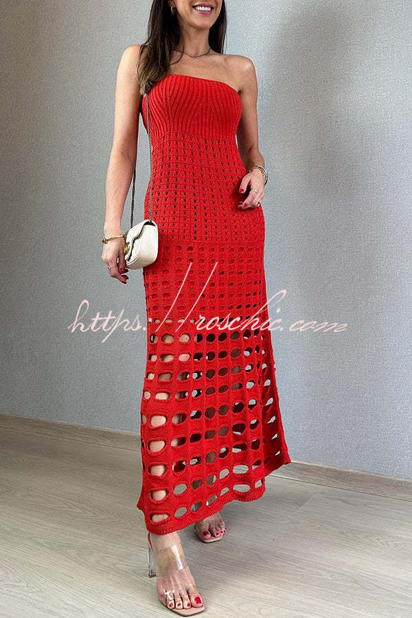 Rustic Patchwork Off Shoulder Knit Maxi Dress – Loose Fit