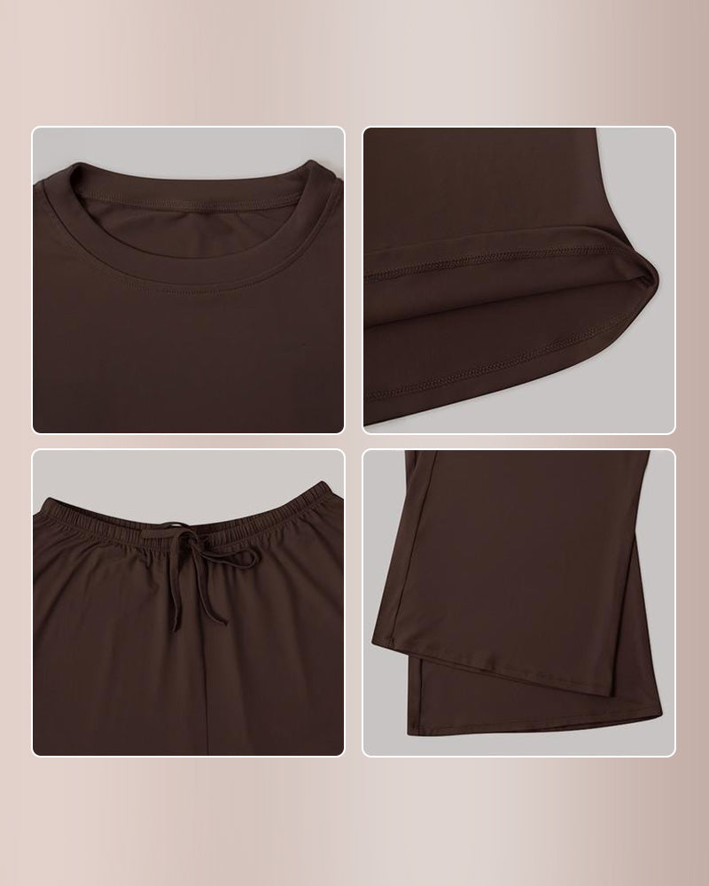 Women's 2-Piece Lounge Pajama Set with Wide-Leg Pants