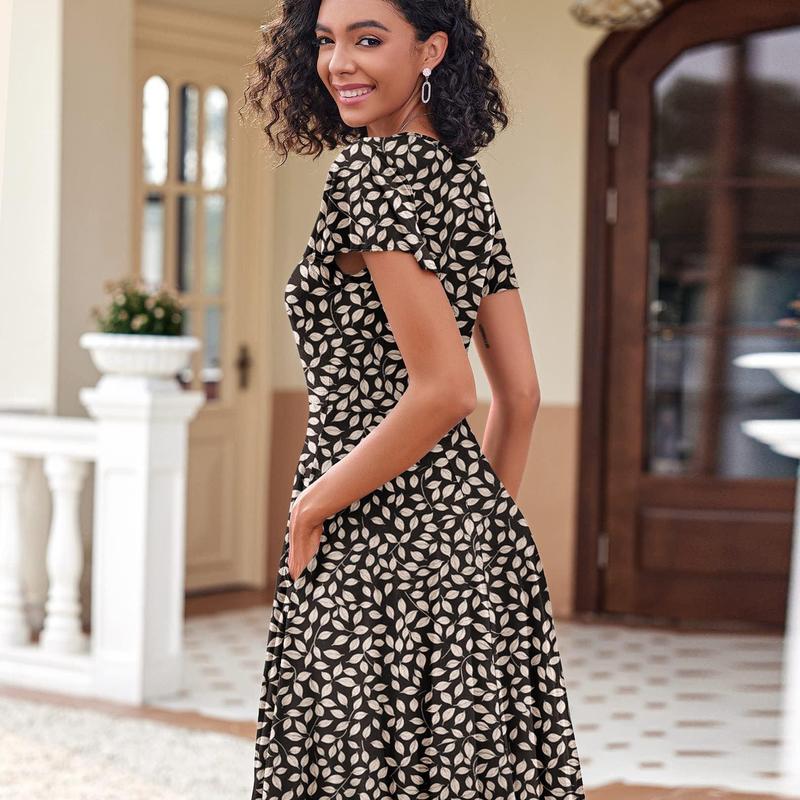 ZEAGOO Women's Summer Dress Casual Swing Floral Ruffle Short Sleeve Sundresses Beach Mini A-line Shift Dress with Pockets summerwins