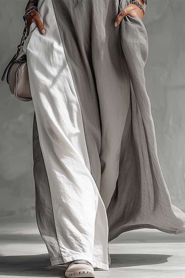 Sleeveless Color-Block Maxi Dress with Pockets