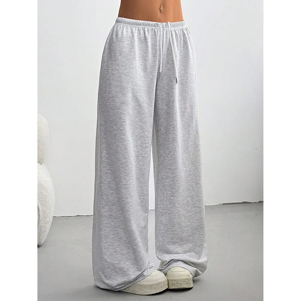 Women's Wide Leg Lounge Sweatpants, 1/2/3 Pack Solid Color Oversized Loose Casual Sports Trousers, Black & Gray