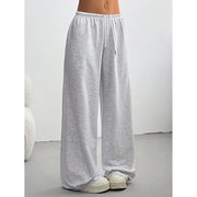 Women's Wide Leg Lounge Sweatpants, 1/2/3 Pack Solid Color Oversized Loose Casual Sports Trousers, Black & Gray