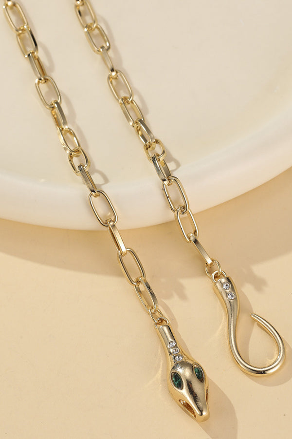 Vintage Ouroboros Rhinestone Necklace in Alloy Metal