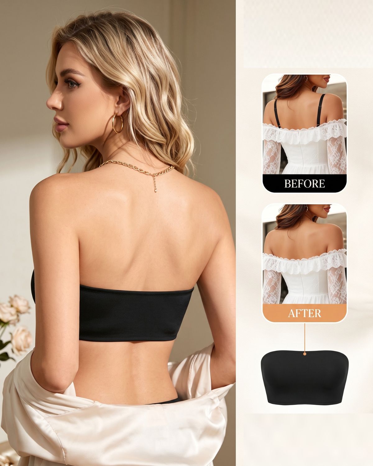 Seamless Front-Closure Strapless Bandeau Bra