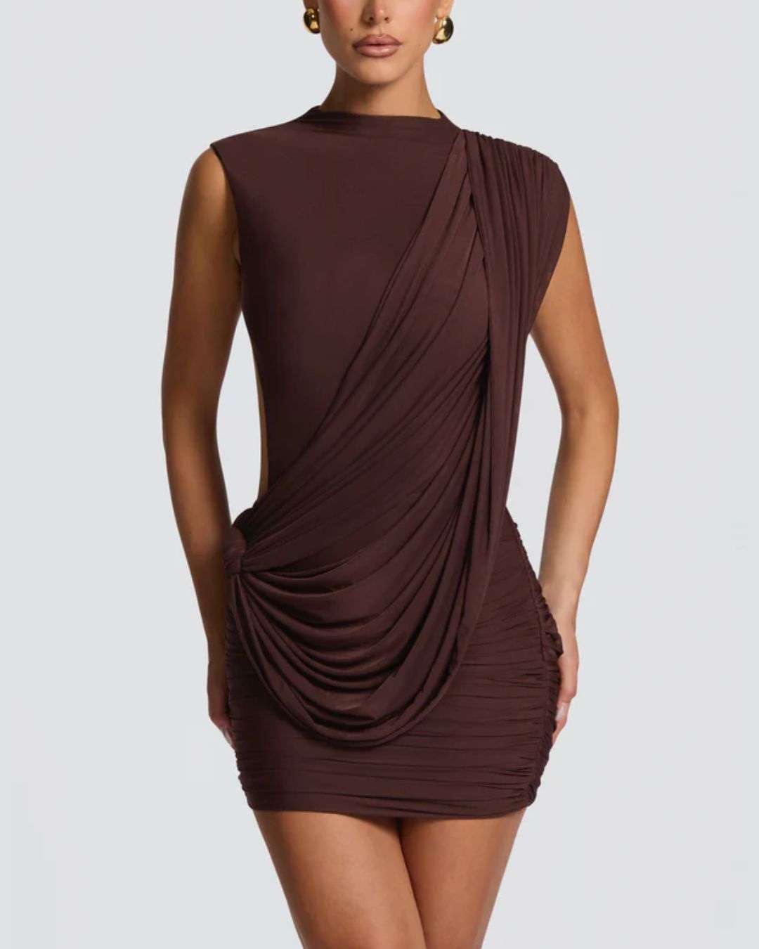 Asymmetric Backless Mini Dress
