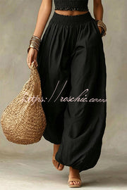 Olive Pleated Crop Top & Wide-Leg Pants Set