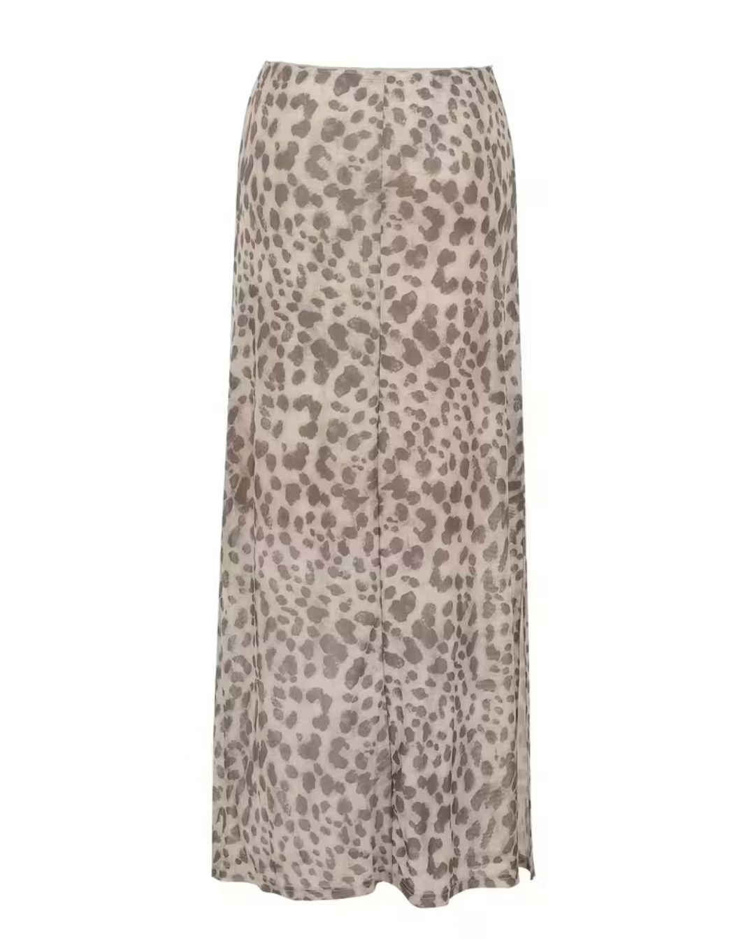 High-Waisted Leopard Print Mesh Mini Skirt
