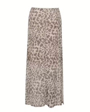 High-Waisted Leopard Print Mesh Mini Skirt