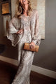 Animal Print Batwing-ærmet skjorte og bukser med brede ben