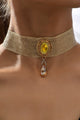 Collar con colgante en forma de lágrima y piedras preciosas de encaje de malla