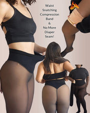 One-Seam Slimming Thermal Tights with Compression Waistband