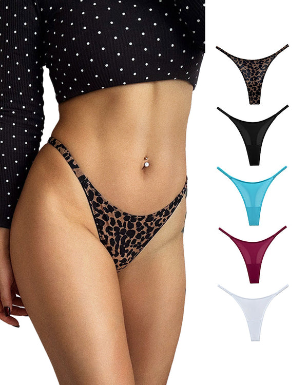 Plus-Size Ice Silk Thong – High-Cut Ruched Single Strap