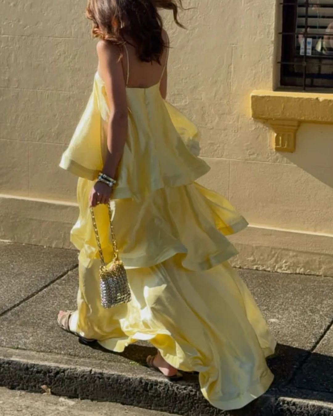 Three-Layer Ruffle Maxi Dress