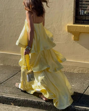 Three-Layer Ruffle Maxi Dress