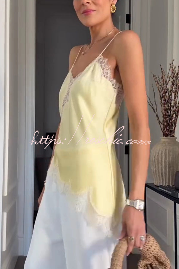 Lace Backless Camisole Top | Spaghetti Strap Vacation Top