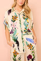 Satin Printed Oversized Button-Down Blouse | Loose Fit