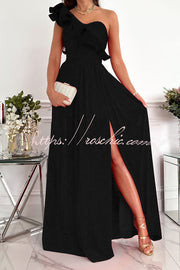 Ruffle One Shoulder Maxi Dress – Loose Fit Party Style