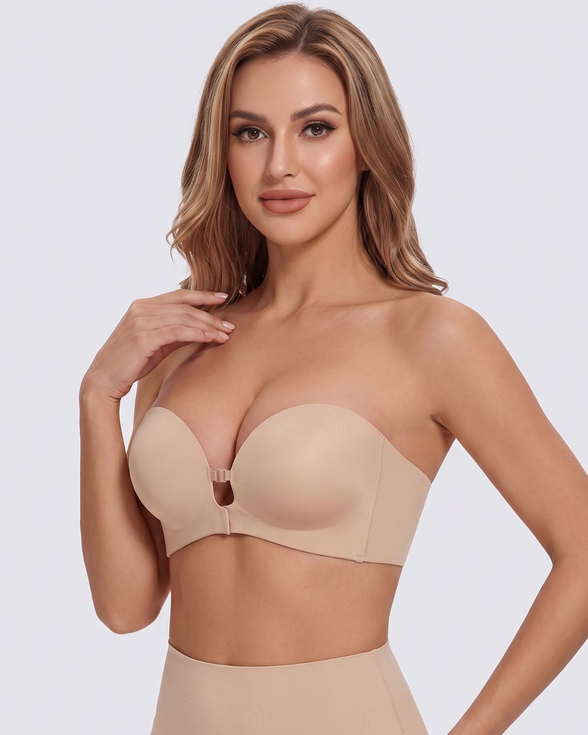 Front-Closure Strapless Push-Up Bra