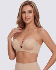 Front-Closure Strapless Push-Up Bra