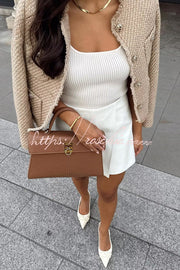 Veste en tweed avec poche boutonnée en métal – Longueur à la taille