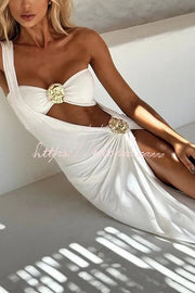 Metallic Bikini & One-Shoulder Cover Up Set | 2-Piece