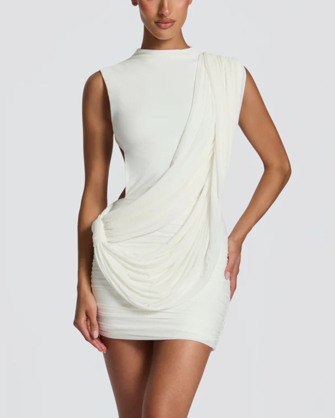 Asymmetric Backless Mini Dress
