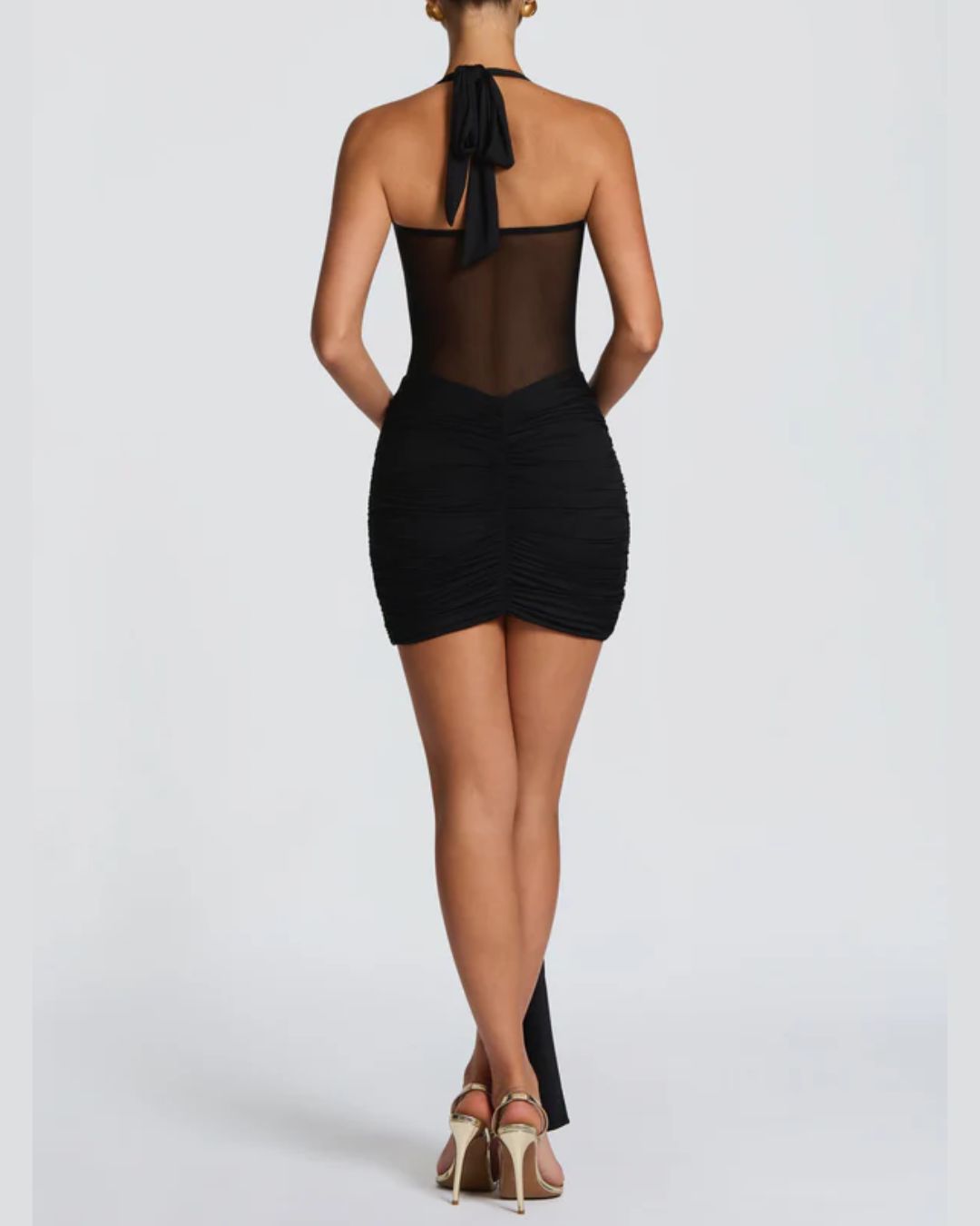 Halter Mesh Bodycon Mini Dress