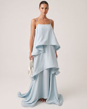 Three-Layer Ruffle Maxi Dress