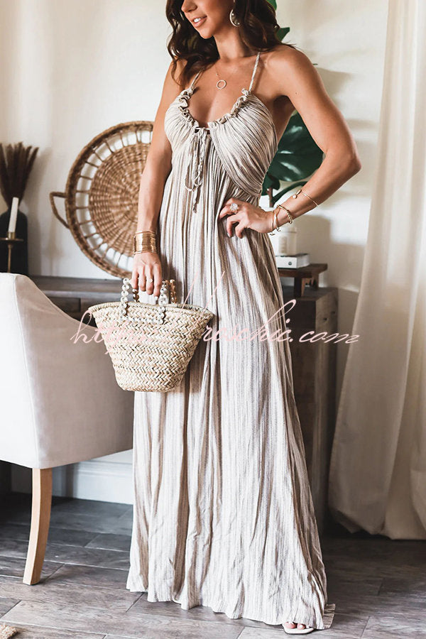 Deep Sea Printed Halter Maxi Dress – Lightweight Vacation