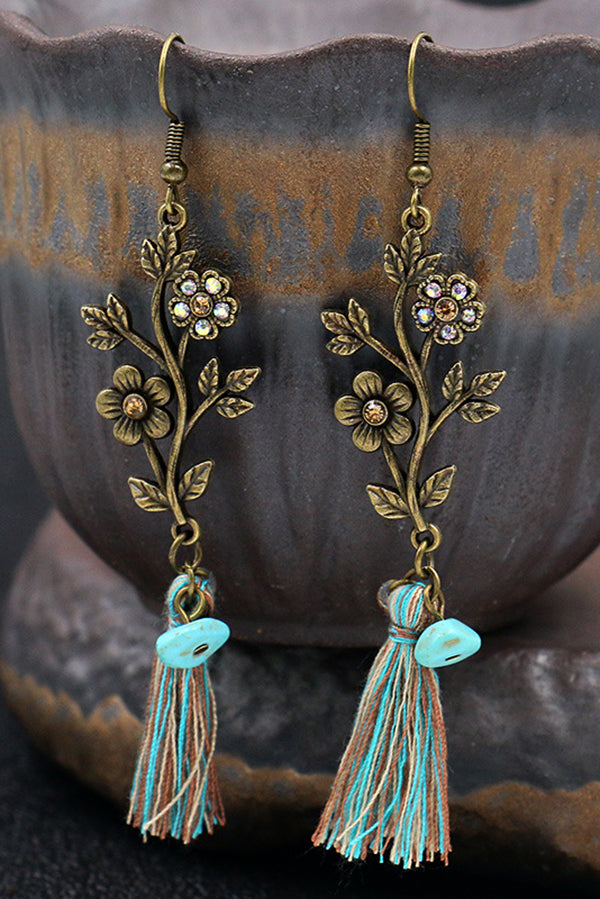 Hollow Carved Alloy Tassel Drop Earrings – Boho Retro