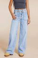 Women's Loose Straight Leg Jeans with Elastic Waist & Pockets