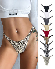 Pure Cotton High Leg Thong with Zebra Print Straps
