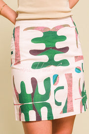 Abstract Geometric Print High-Waisted Mini Skirt