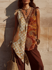 Bohemian Asymmetric Panel Tunic and Pant Set