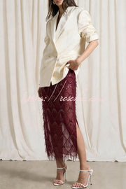 Sequin Mesh Tassel Midi Skirt – Party & Vacation Style