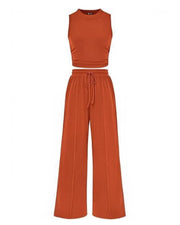 Sleeveless Knit Wide-Leg Lounge Set