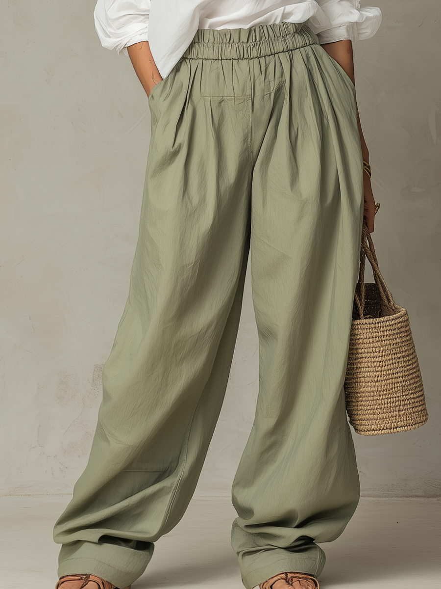 Wide-Leg Pants Set with Relaxed Fit Top
