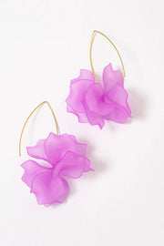 Lavender Floral Drop Earrings – Gold Plated Acrylic