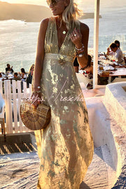 Golden Sunset Sequin V-Neck Maxi Dress