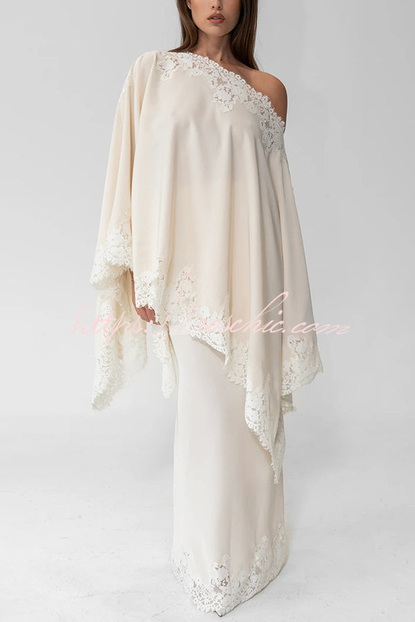 Satin Lace Trim High Rise Maxi Skirt – Party & Vacation